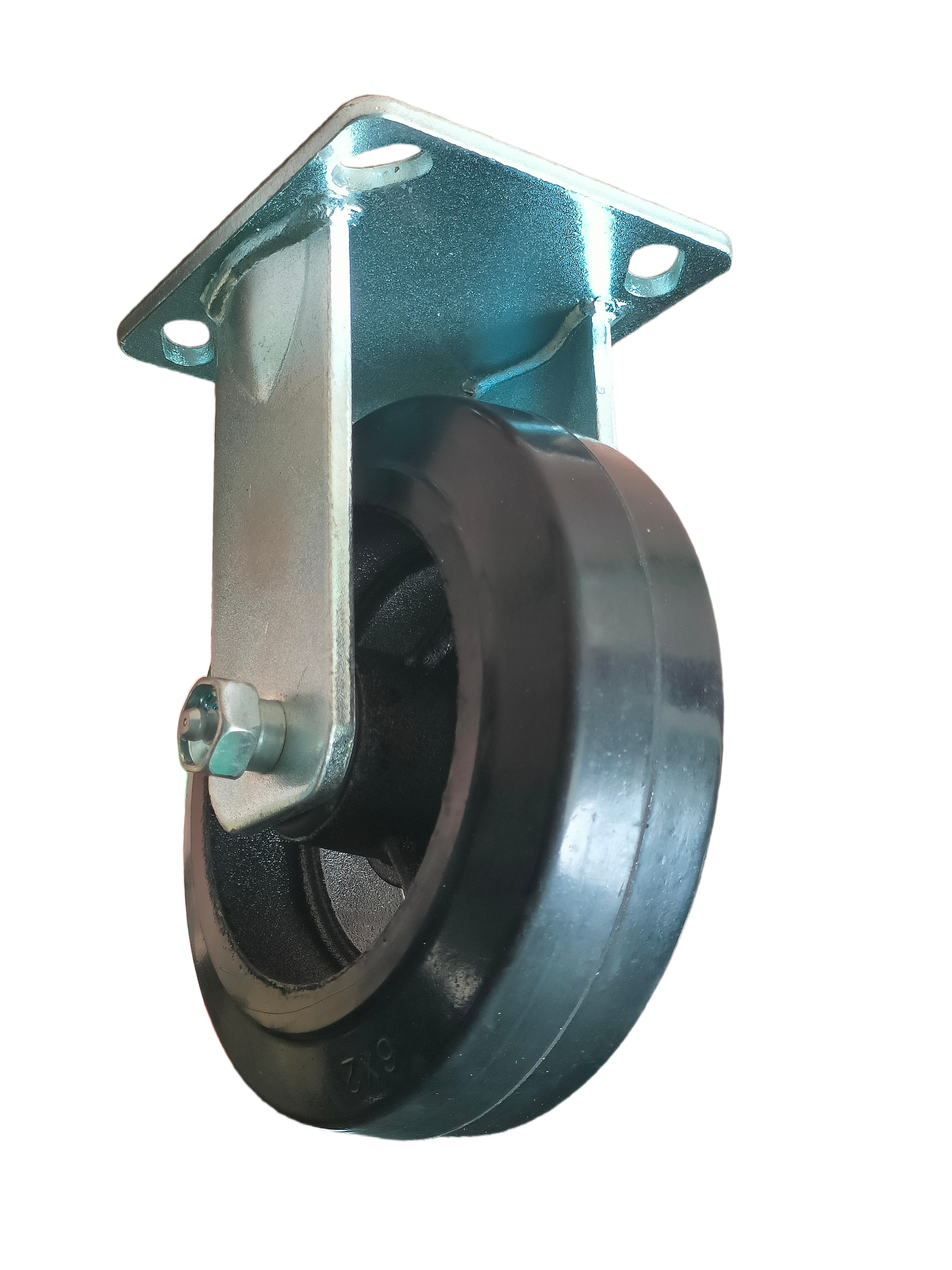 6 inch Rubber-on-Iron Wheel Rigid Caster | Industrial Medium-Duty | 441 lbs (200 kg) Load Rating