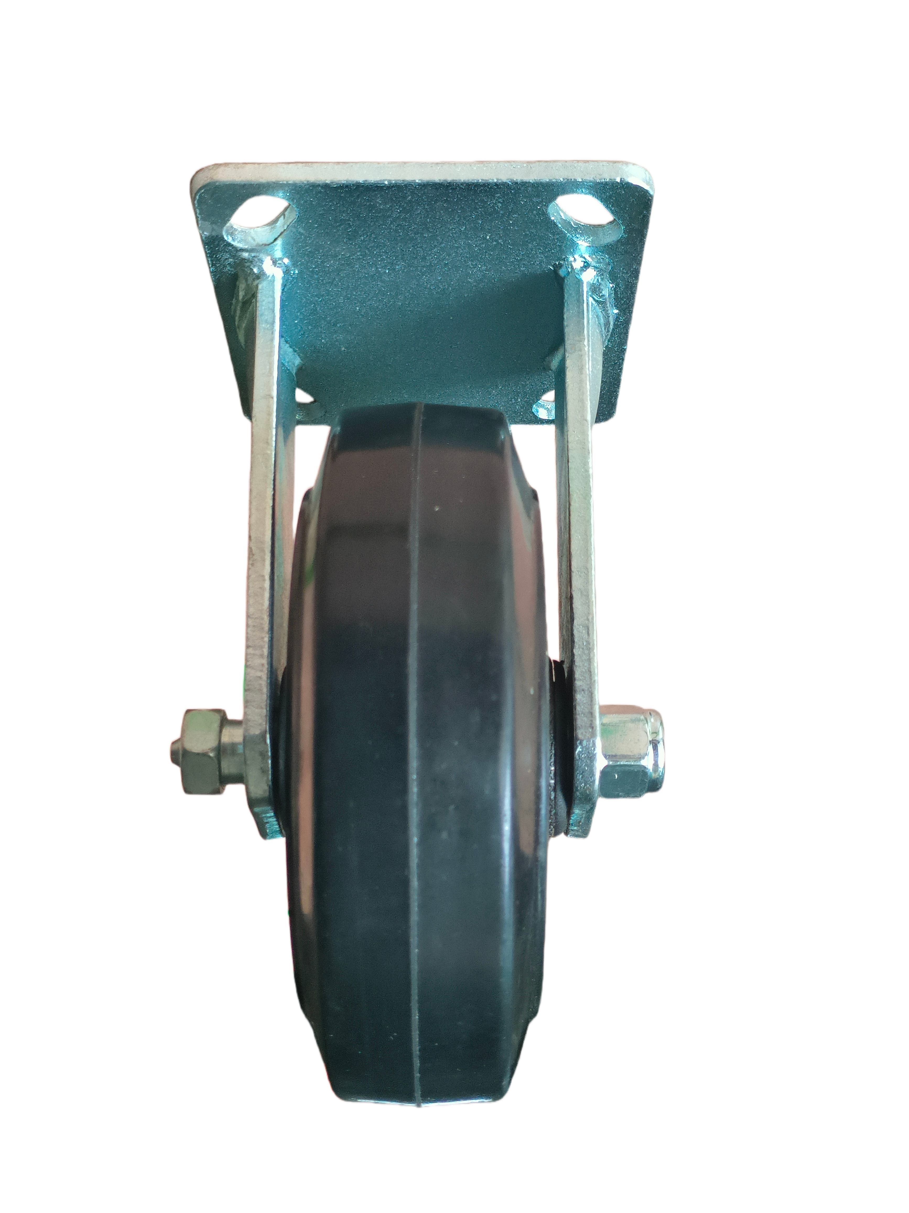 6 inch Rubber-on-Iron Wheel Rigid Caster | Industrial Medium-Duty | 441 lbs (200 kg) Load Rating