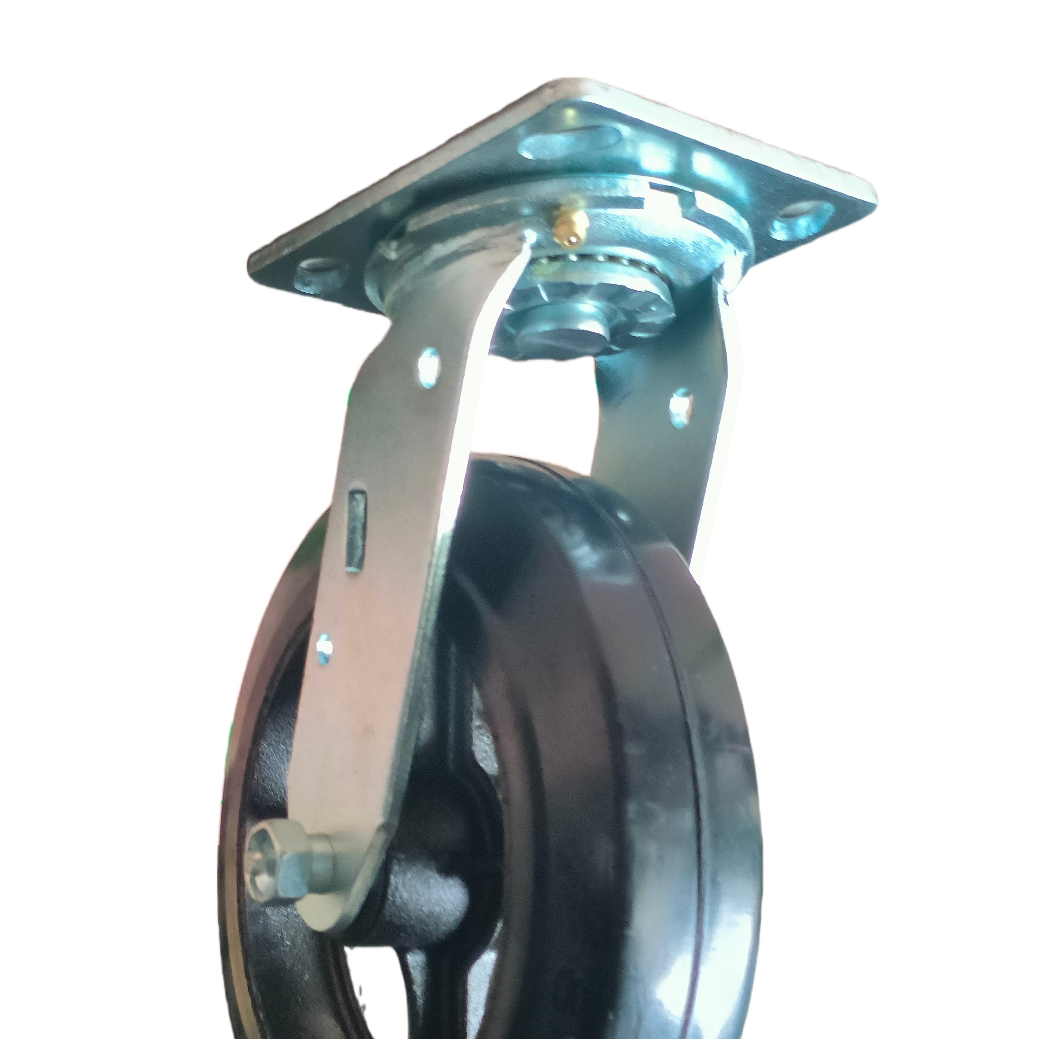 8 inch Rubber on Iron Wheel Swivel Caster | Industrial Medium-Duty | 550 lbs (250 kg) Capacity | Roller Bearing