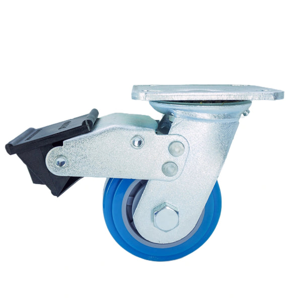 4 inch Premium PU Wheel Plate Swivel Caster with Nylon Total Lock | 617 lbs Capacity