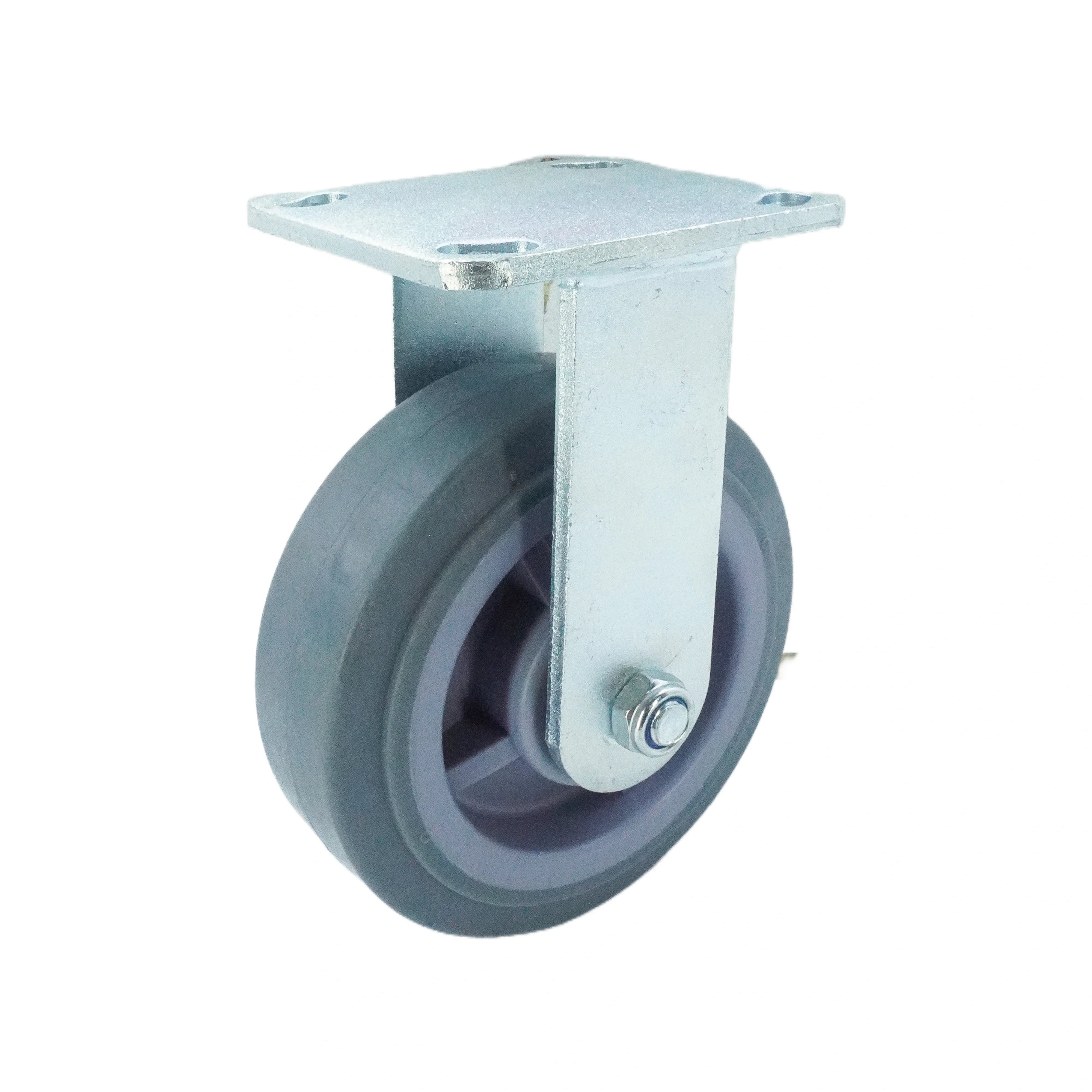 6 inch Premium TPR on Polyolefin Top Plate Rigid Caster | 617 lbs Capacity