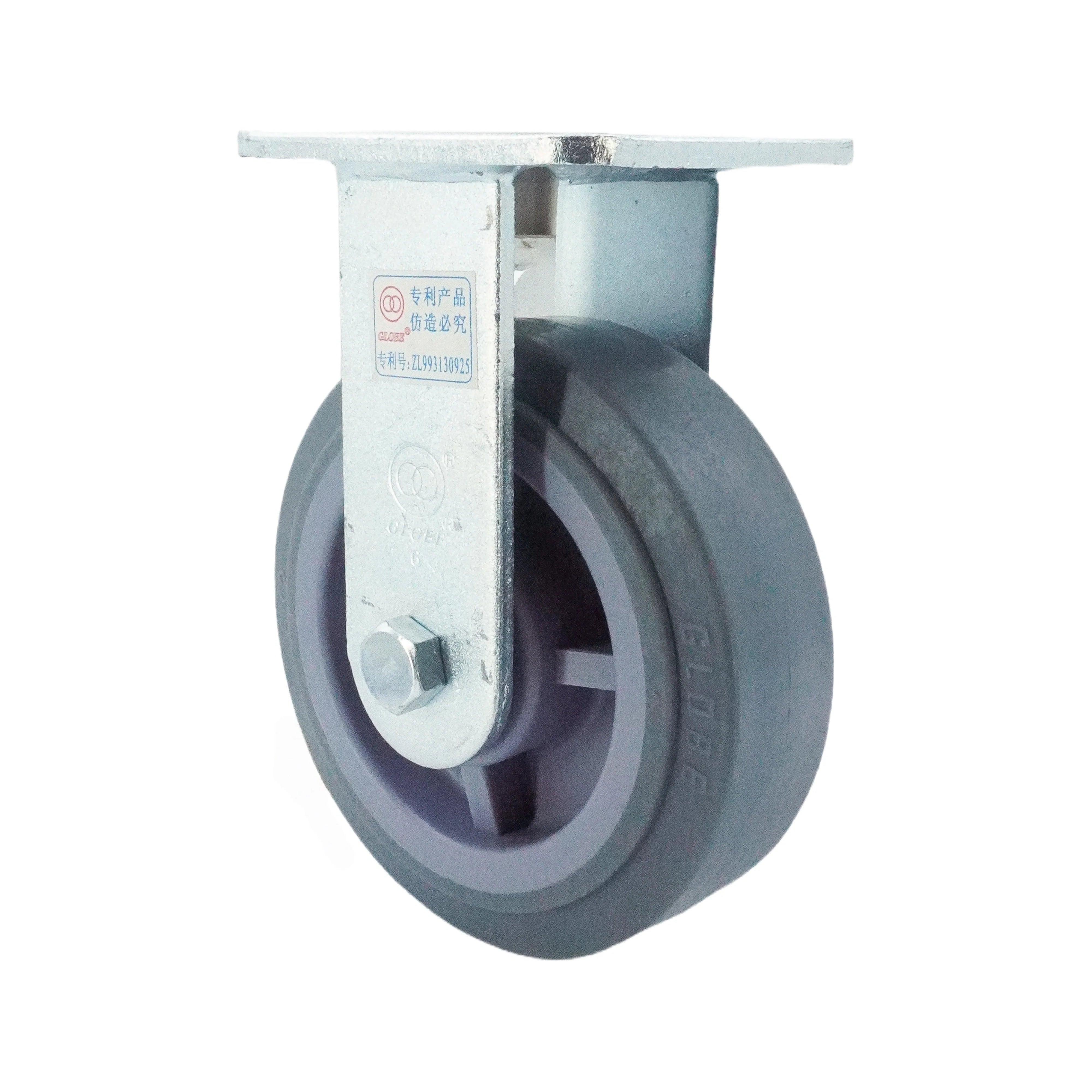 6 inch Premium TPR on Polyolefin Top Plate Rigid Caster | 617 lbs Capacity
