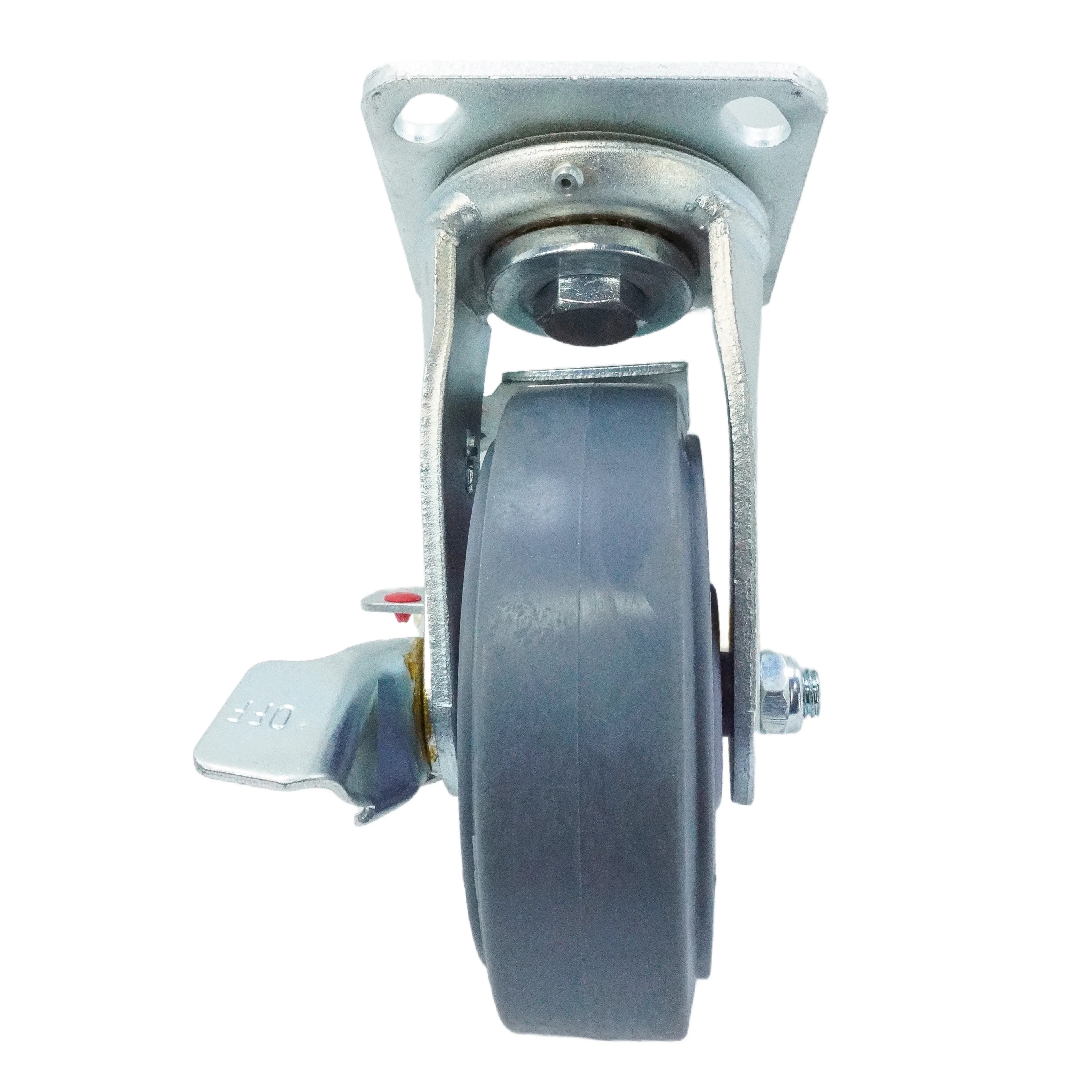 6 inch Premium TPR on Polyolefin Wheel Top Plate Swivel Caster with Side Brake | 617 lbs Capacity
