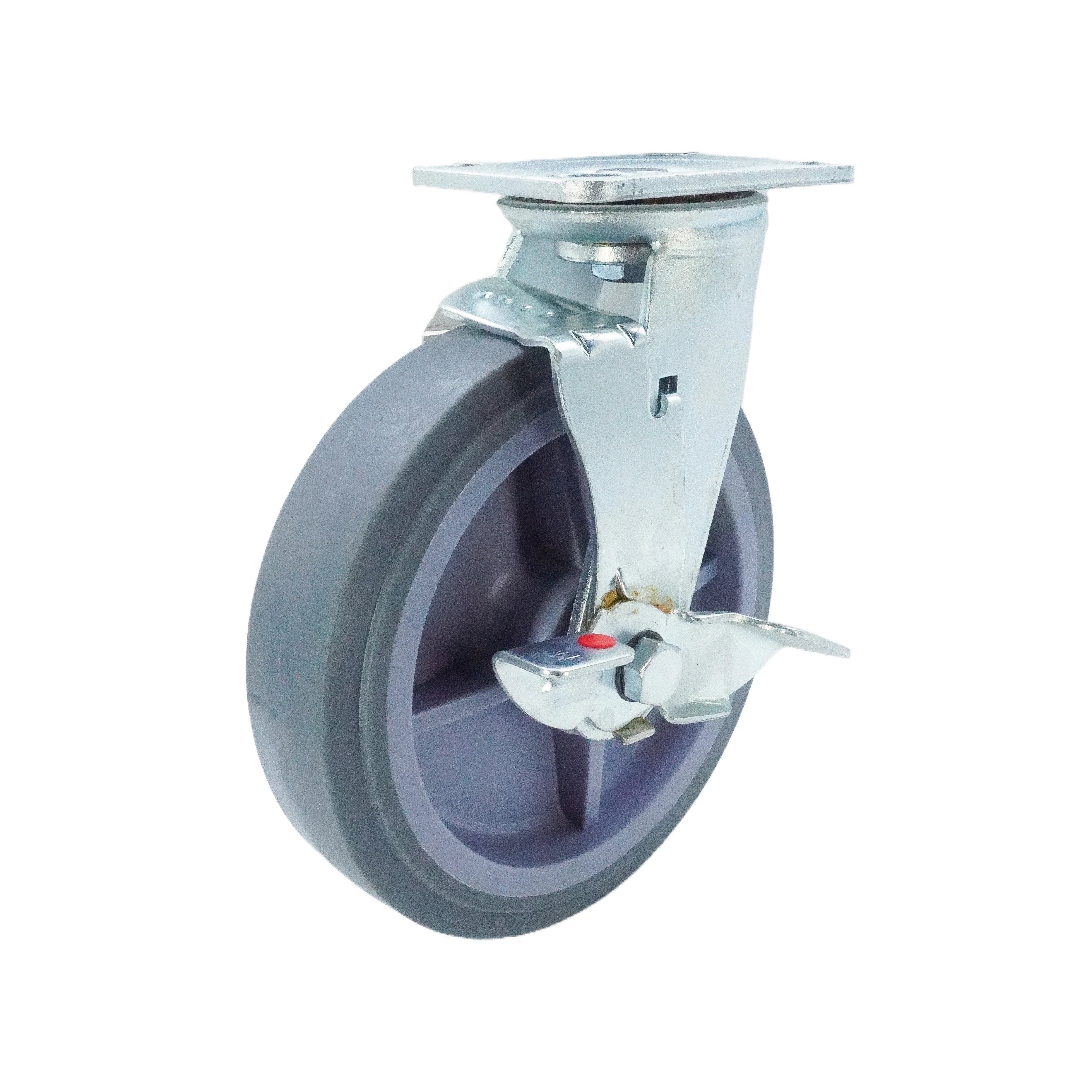 8 inch Premium TPR on Polyolefin Wheel Top Plate Swivel Caster with Side Brake