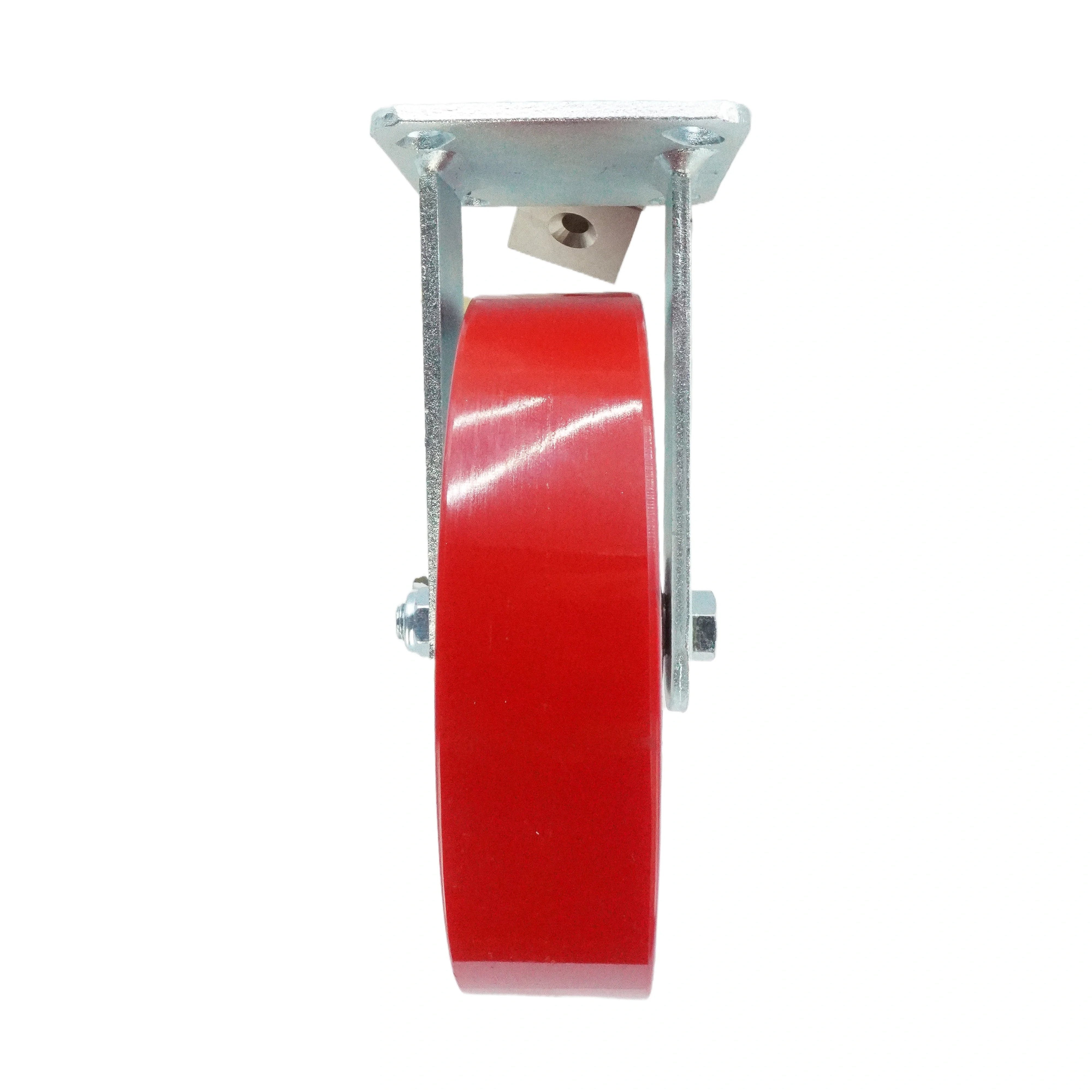 8 inch Polyurethane-on-Iron Wheel Rigid Caster – 926 lbs Capacity (Top Plate, Roller Bearing)