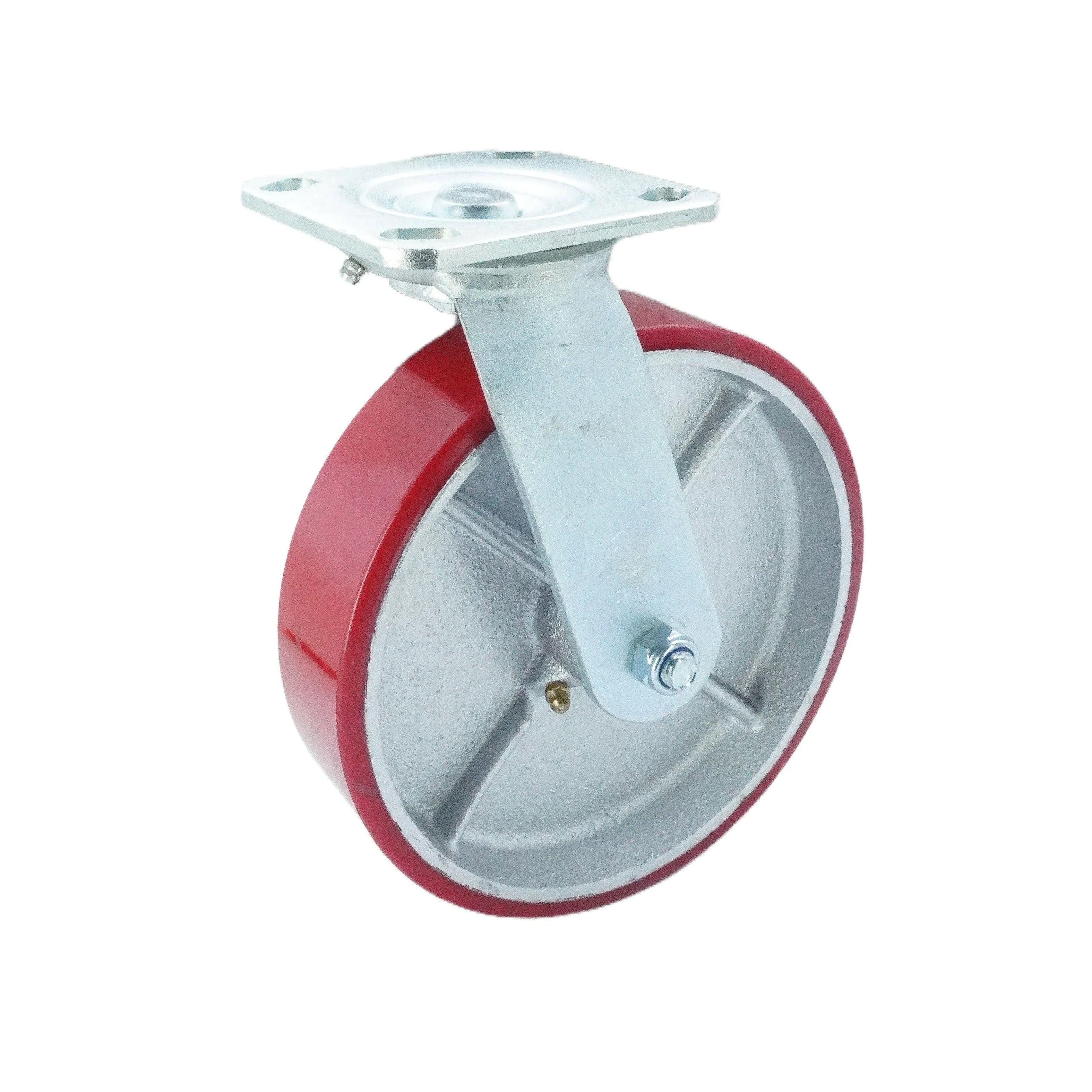 8 inch Polyurethane-on-Iron Wheel Swivel Caster – 926 lbs Capacity (Top Plate, Roller Bearing)