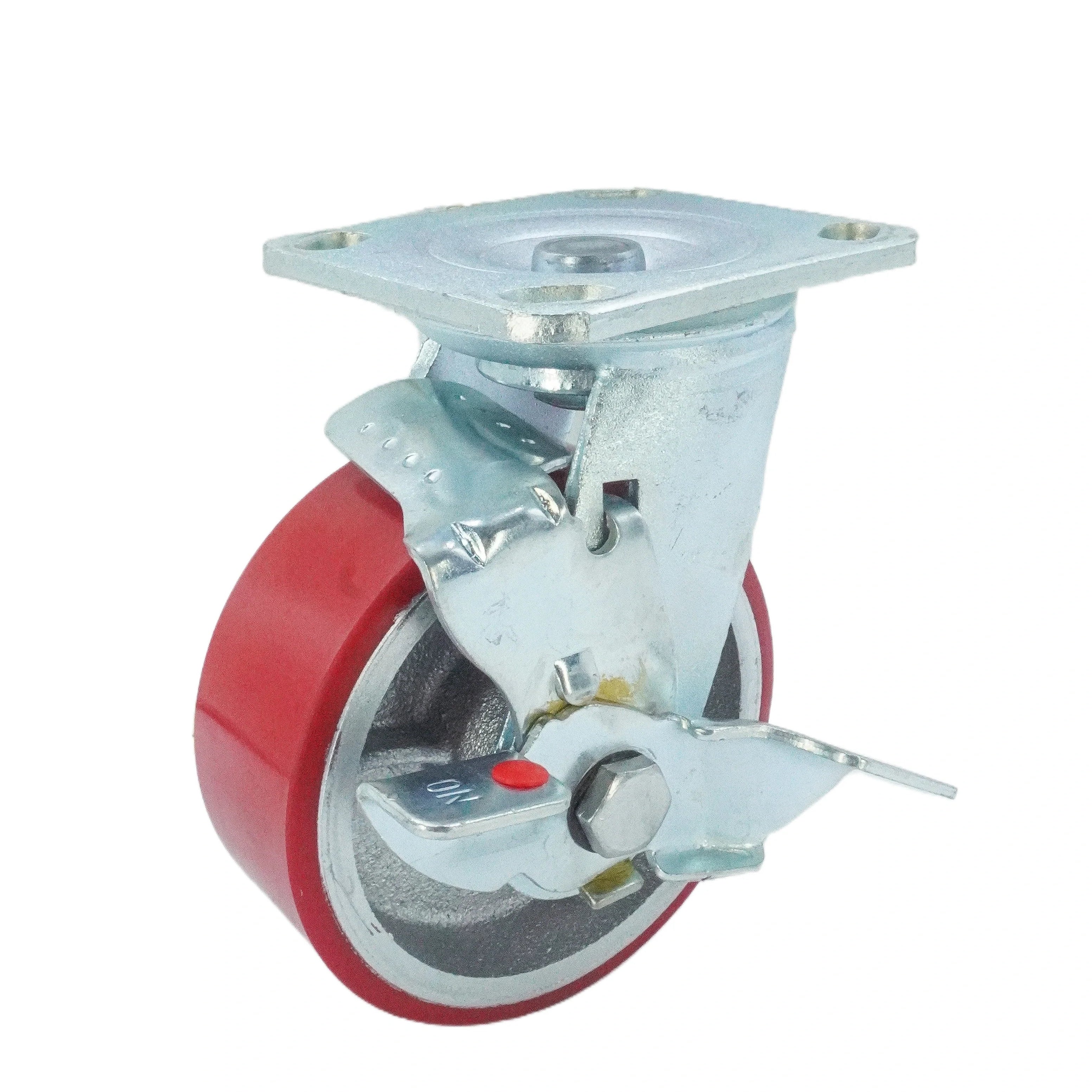 5 inch Polyurethane on Iron Swivel Caster with Side Brake | 772 lbs Capacity