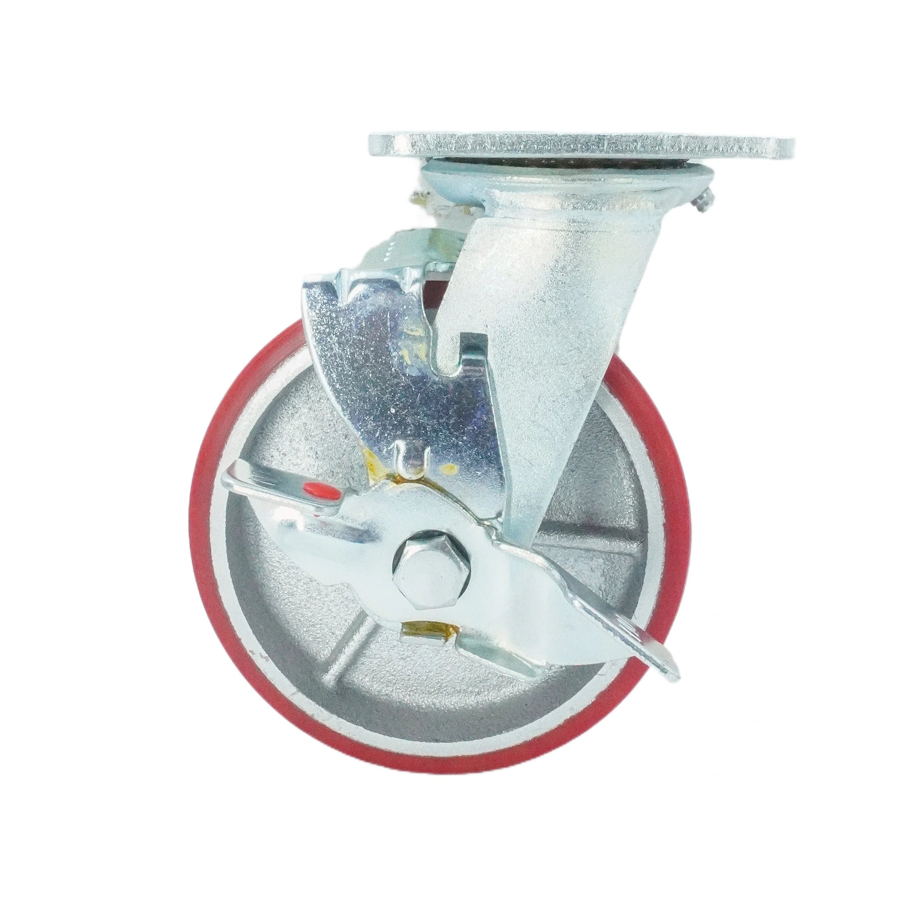 6x2 poly on iron swivel caster with side brake front view