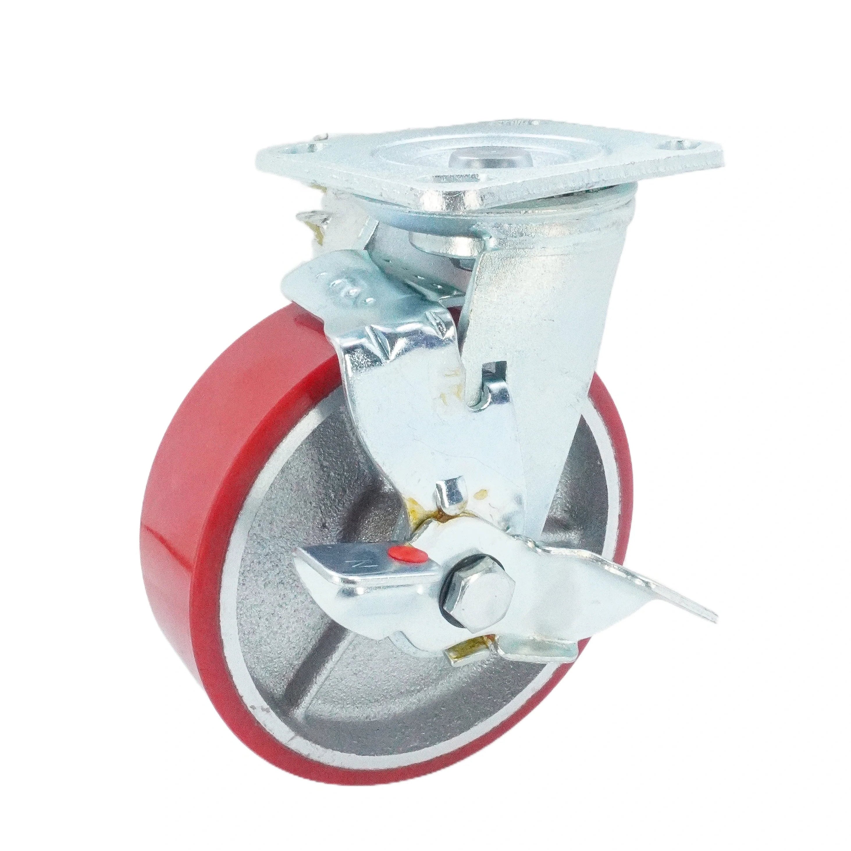 6 inch Polyurethane on Iron Wheel Swivel Caster with Side Brake | 904 lbs Capacity