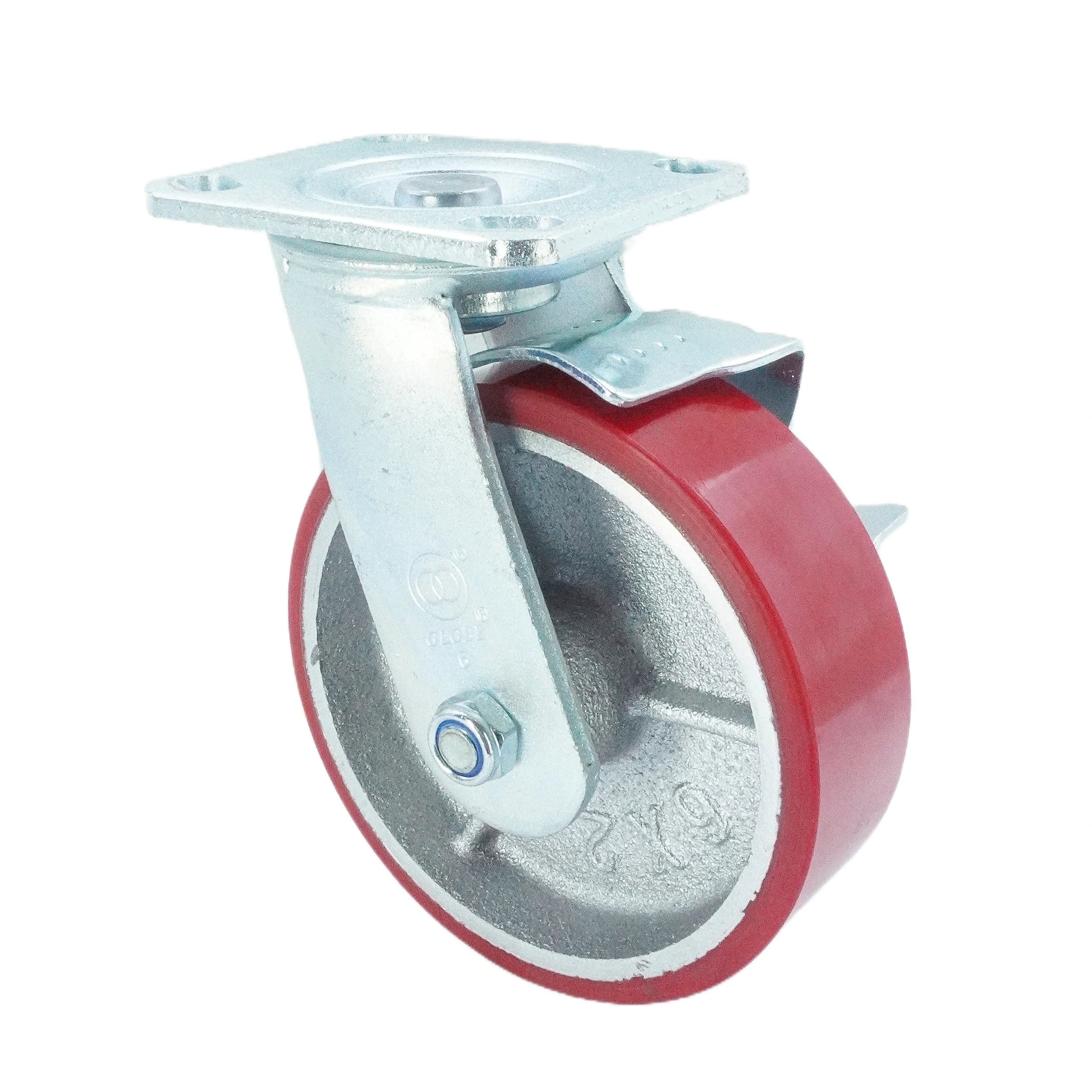 6 inch Polyurethane on Iron Wheel Swivel Caster with Side Brake | 904 lbs Capacity
