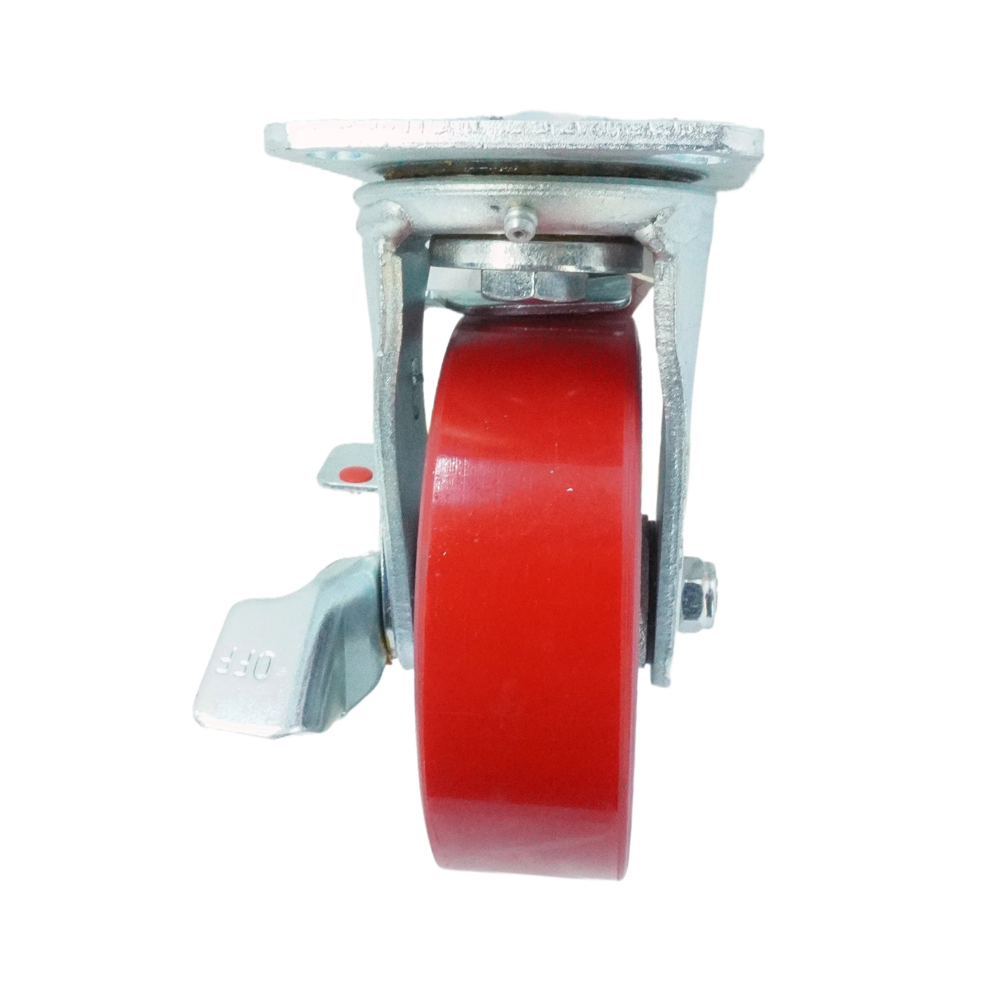 6 inch Polyurethane on Iron Wheel Swivel Caster with Side Brake | 904 lbs Capacity
