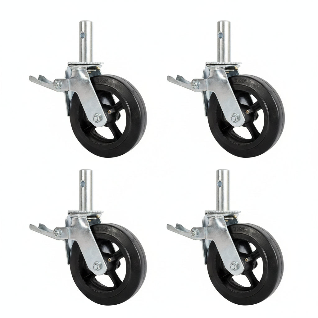 8x2 inch rubber cast iron scaffolding caster with double lock