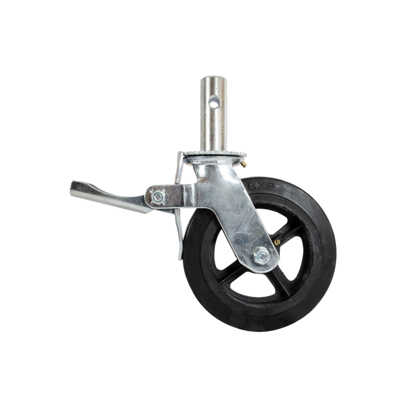 8x2 inch rubber cast iron scaffolding caster with double lock