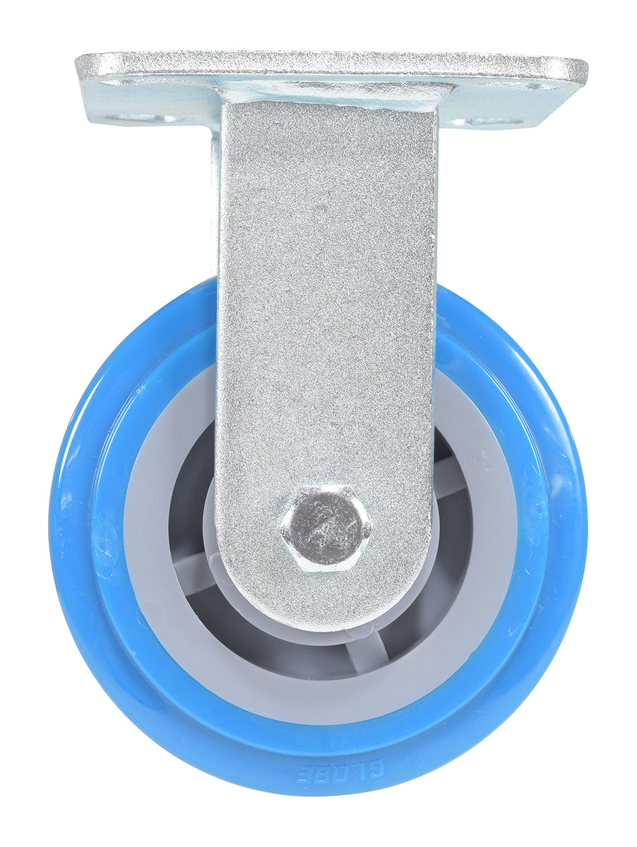 5 inch Premium Polyurethane on Polyolefin Wheel Top Plate Rigid Caster (771 lbs Capacity)
