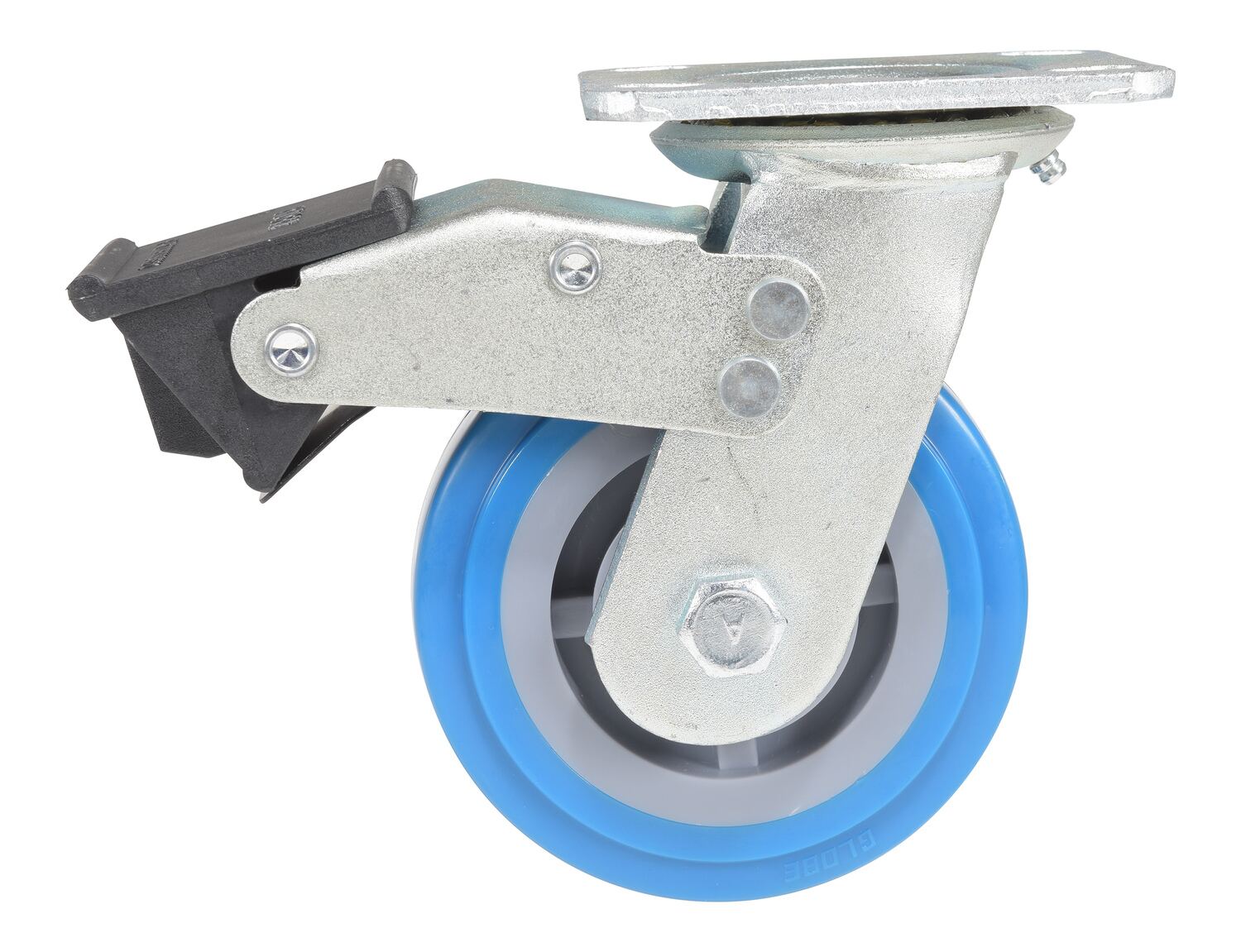 5 inch Premium Polyurethane on Polyolefin Wheel Plate Swivel Caster with Total Lock