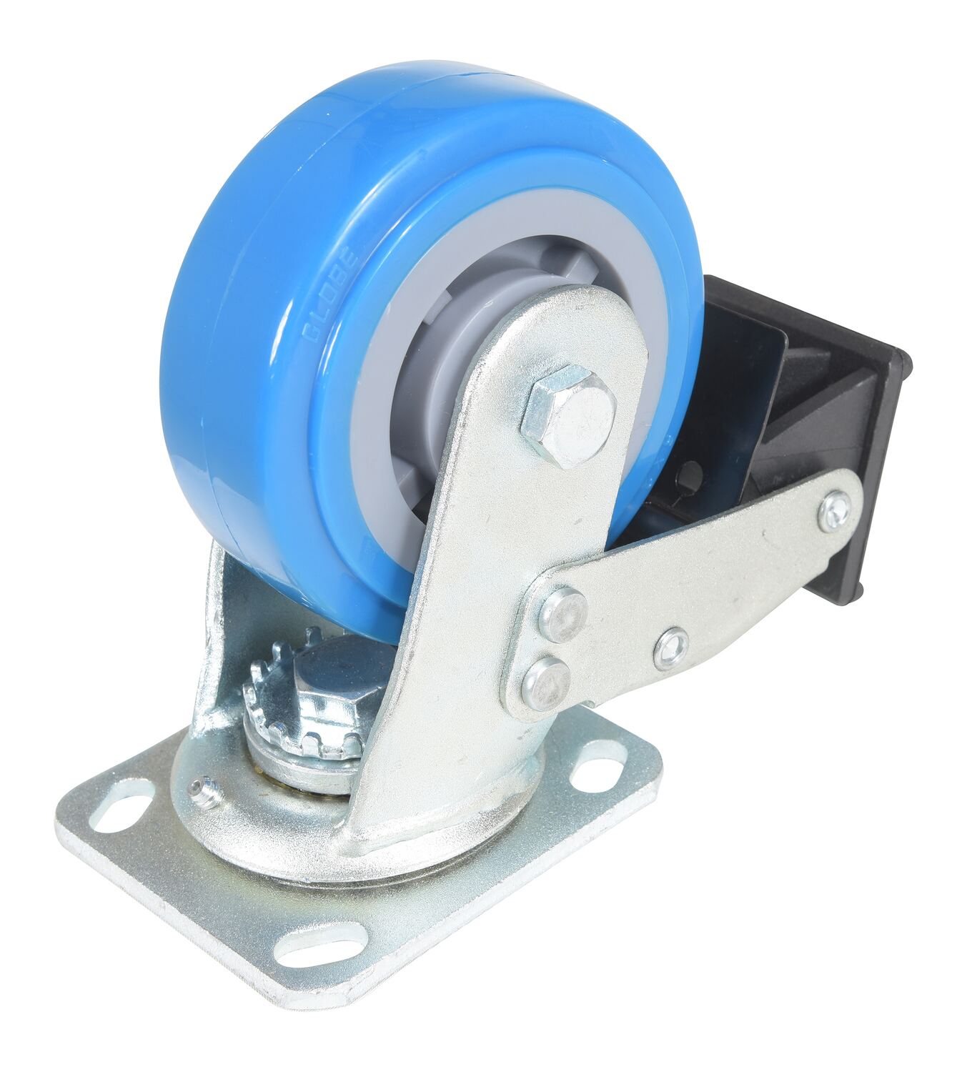 5 inch Premium Polyurethane on Polyolefin Wheel Plate Swivel Caster with Total Lock