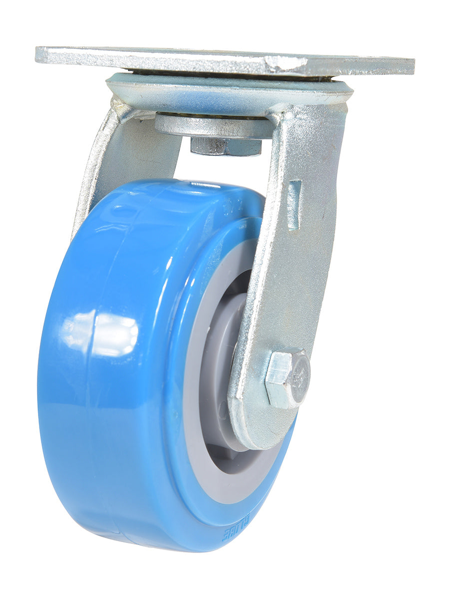 5 inch Premium Polyurethane on Polyolefin Wheel Top Plate Swivel Caster | 772 lbs Capacity