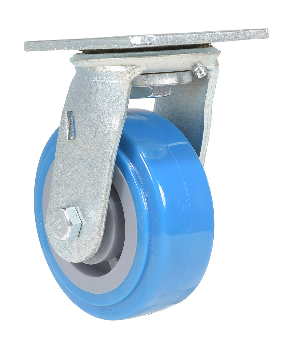 5 inch Premium Polyurethane on Polyolefin Wheel Top Plate Swivel Caster | 772 lbs Capacity