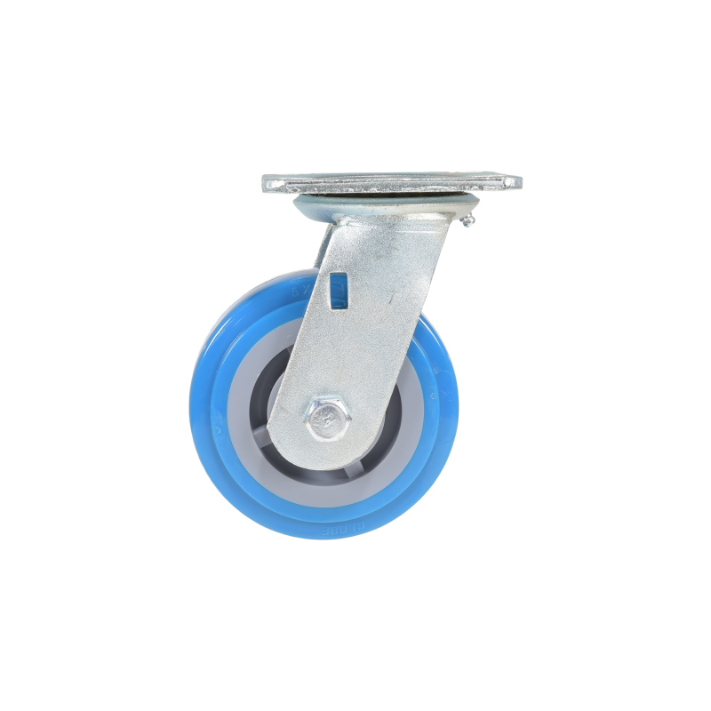 5 inch Premium Polyurethane on Polyolefin Wheel Top Plate Swivel Caster | 772 lbs Capacity