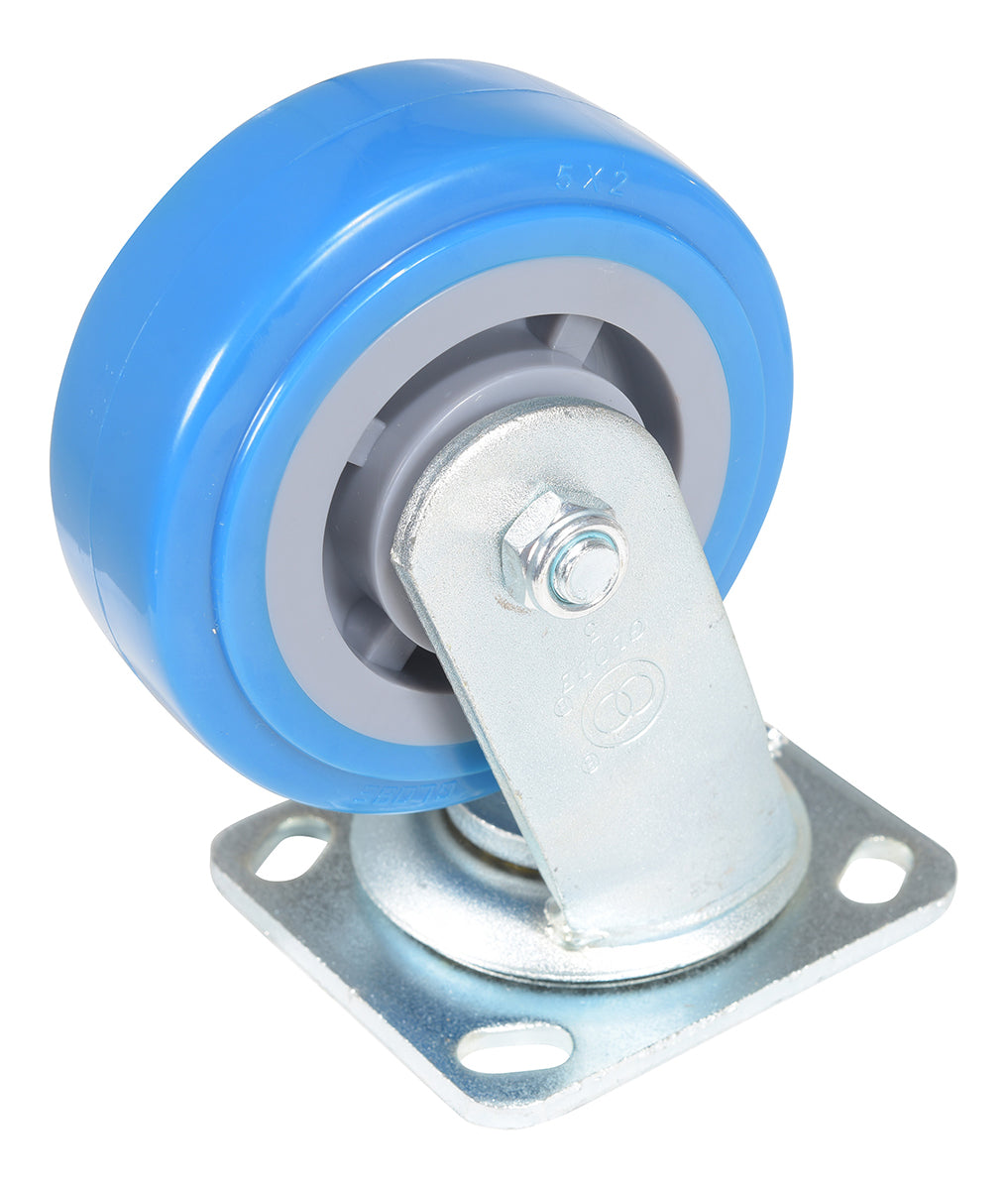 5 inch Premium Polyurethane on Polyolefin Wheel Top Plate Swivel Caster | 772 lbs Capacity