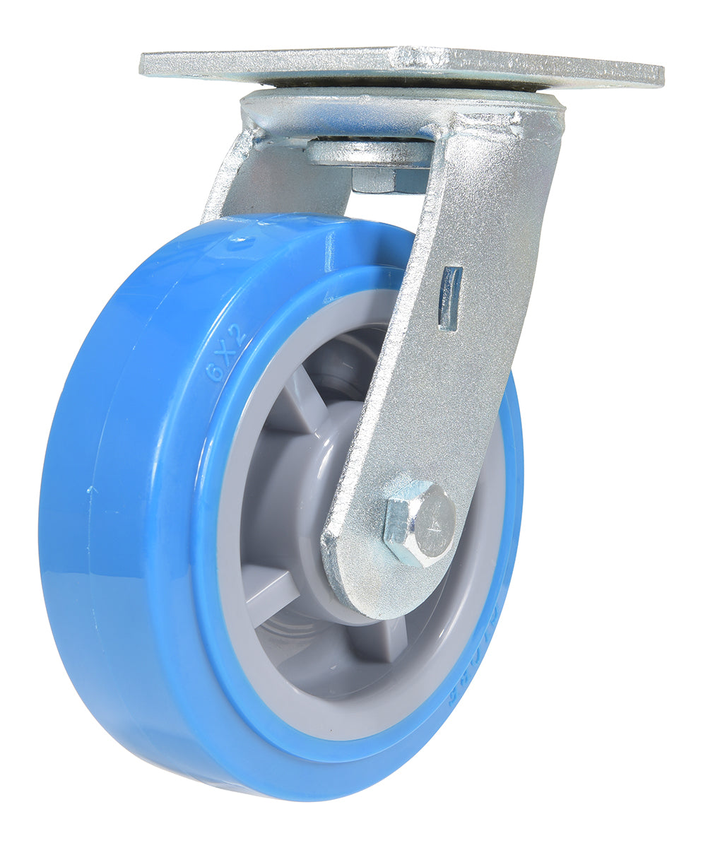 6 inch Premium Polyurethane-on-Polyolefin Wheel Top Plate Swivel Caster | 904 lbs Capacity