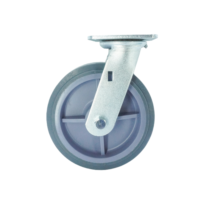 8 inch premium TPR swivel caster top plate view