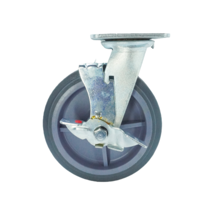 Premium TPR industrial caster side angle view