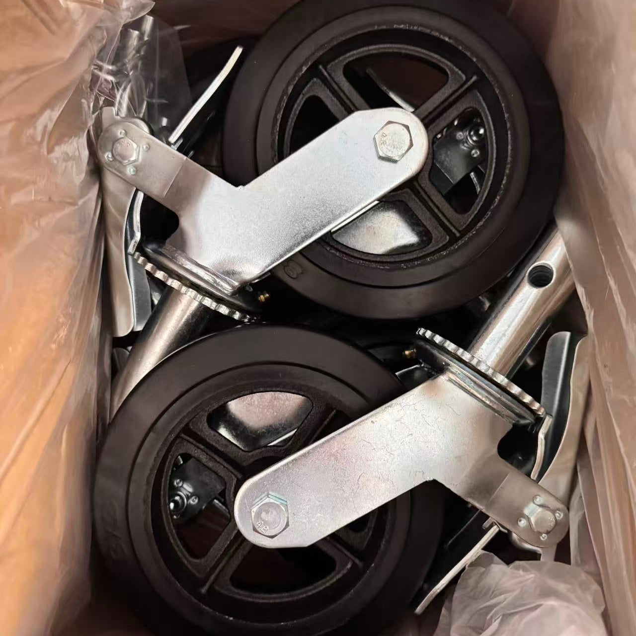MT 8 inch Scaffolding Caster Wheels (Set of 4) - Double Lock + Stem Pins